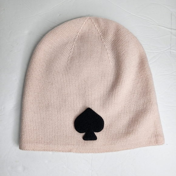 kate spade Accessories - Kate Spade Light Pink Rose Dew Flocked Spade Beanie Hat, One Size, Knit